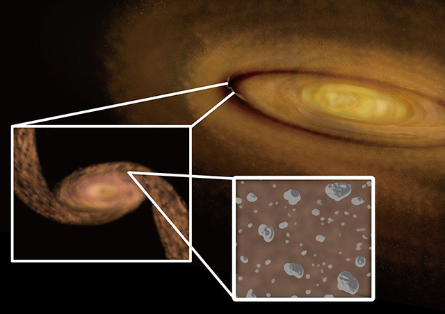 周惑星系円盤内での彗星形成のイメージ