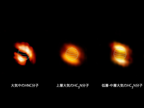 タイタン大気中の分子の分布