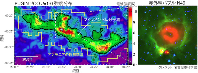 N49周囲の一酸化炭素分子の強度分布